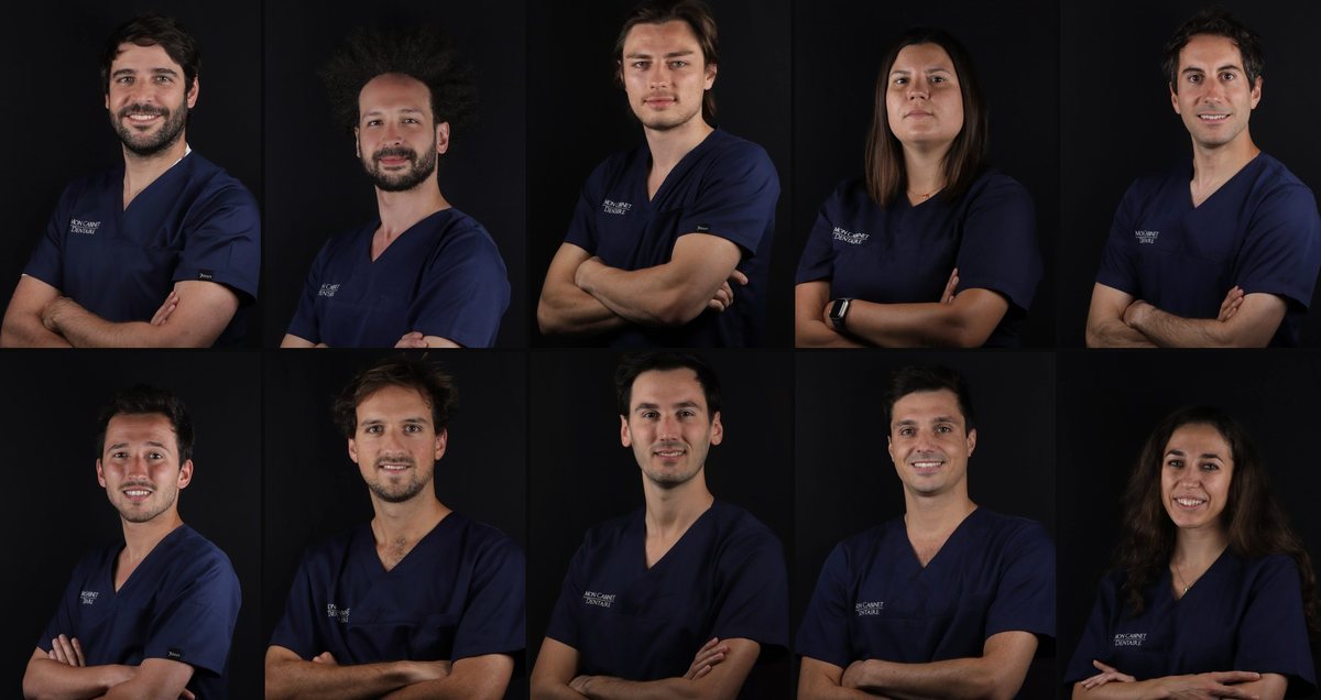 Individual portraits of dentists at the practice, taken in 2024.